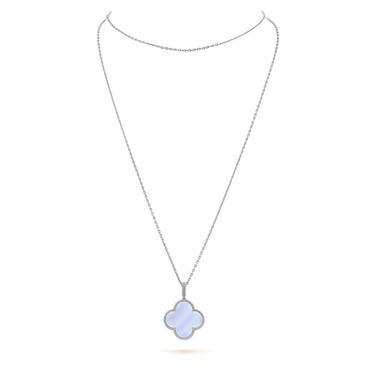 [Select]CLOVER SILVER CHALCEDONY BIG CLOVER NECKLACE