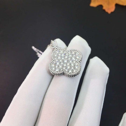 [Select]CLOVER 25MM SILVER FULL DIAMOND BIG CLOVER NECKLACE