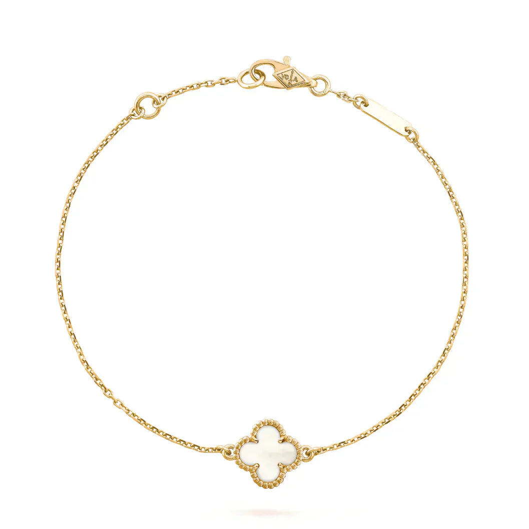 [Select]CLOVER WHITE MOP SINGLE FLOWER BRACELET