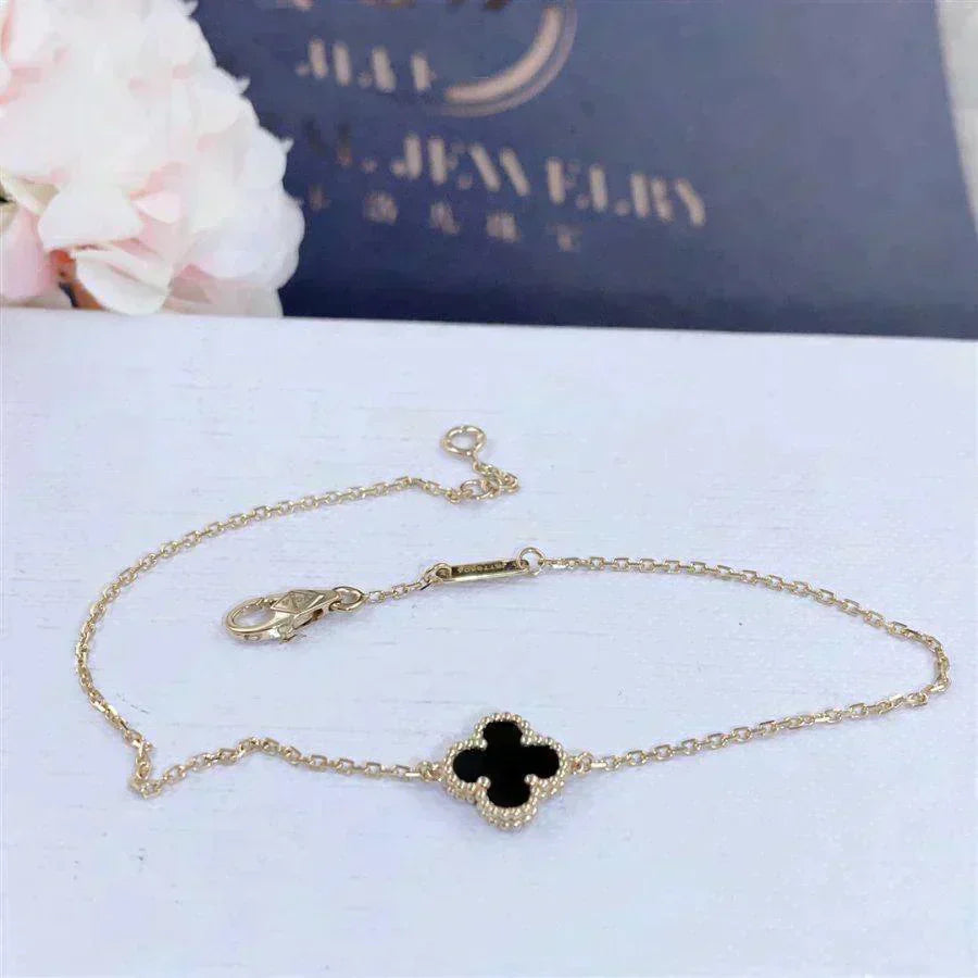 [Select]CLOVER ONYX SINGLE FLOWER BRACELET