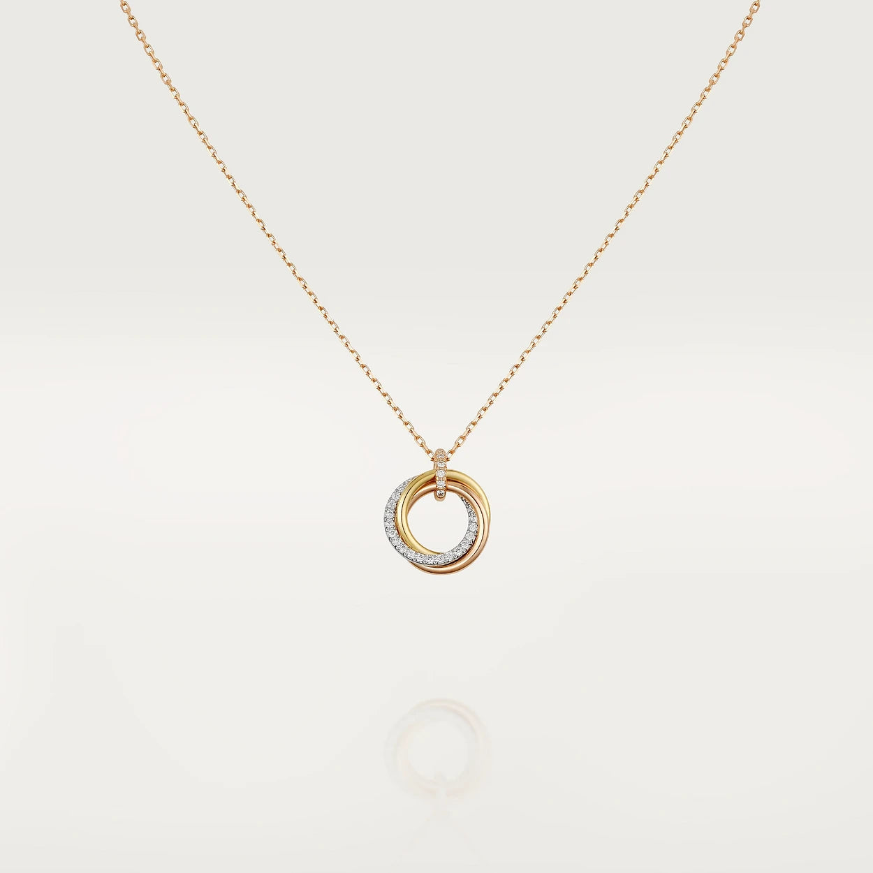 [Select]TRINITY NECKLACE SILVER GOLD PINK GOLD DIAMONDS