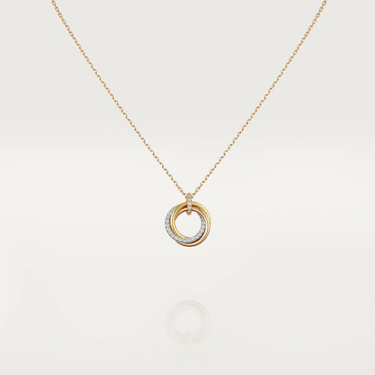 [Select]TRINITY NECKLACE SILVER GOLD PINK GOLD DIAMONDS