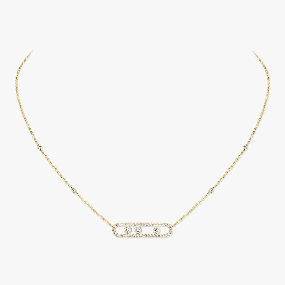 [Select] Move Pave_ Rose Gold Diamond Necklace