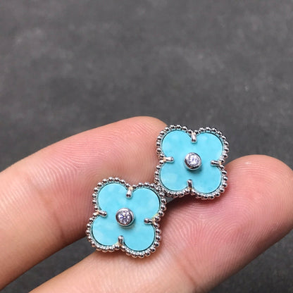 [Select]CLOVER 1 DIAMOND BLUE SKY SILVER EARRINGS