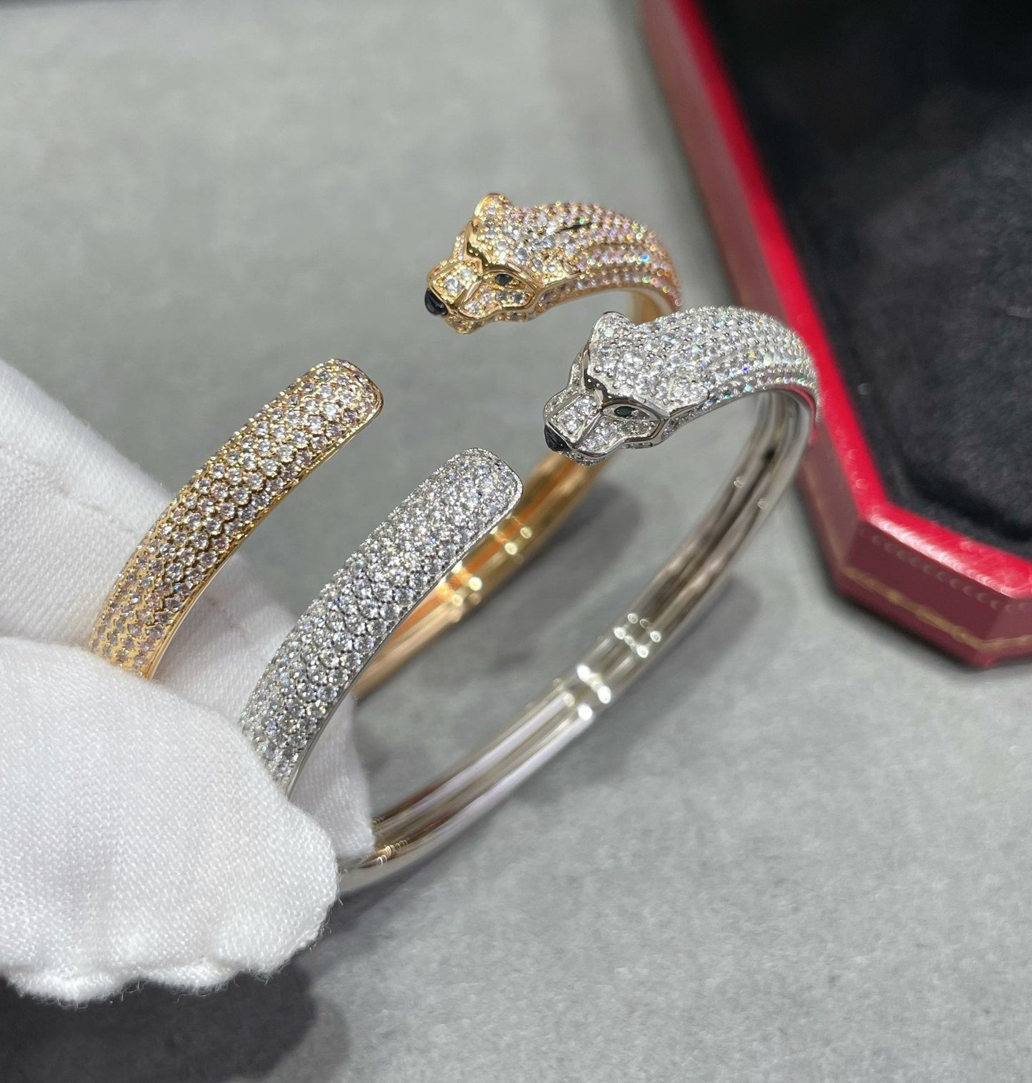 [Select]PANTHERE FULL DIAMOND OPEN BRACELET