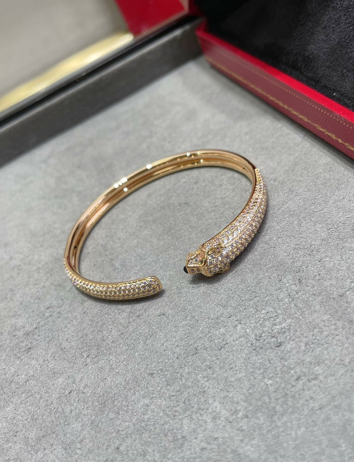[Select]PANTHERE FULL DIAMOND OPEN BRACELET
