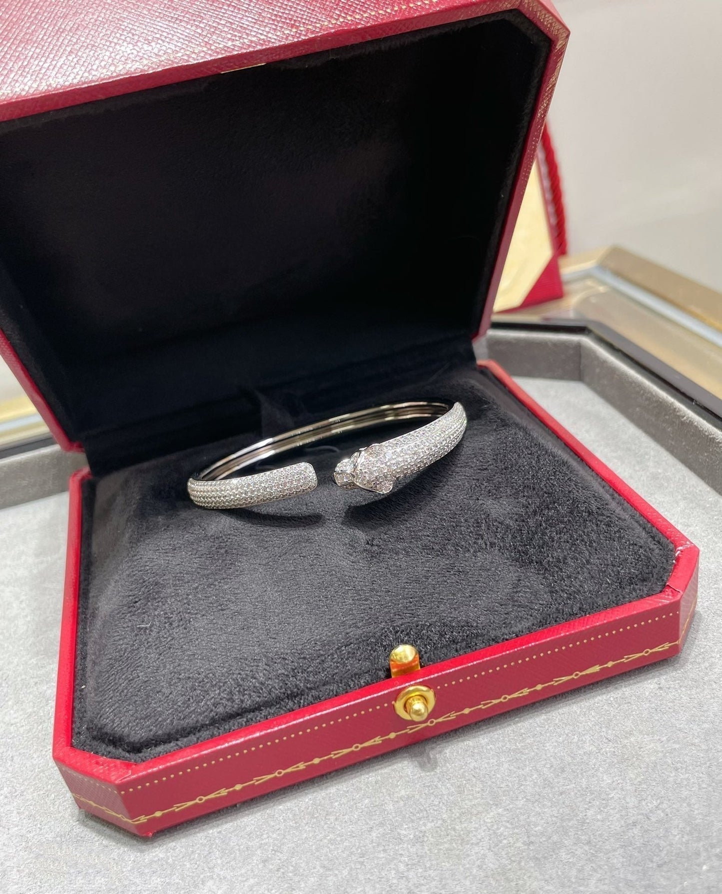 [Select]PANTHERE FULL DIAMOND OPEN BRACELET