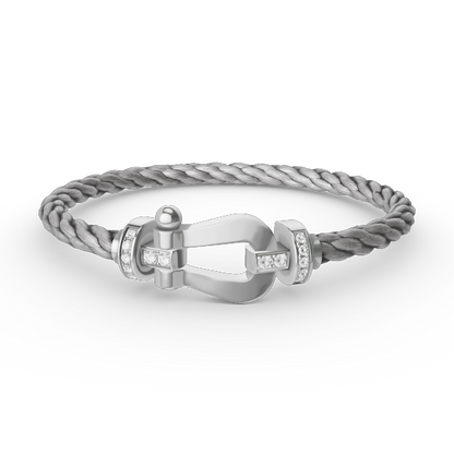 [Select]FORCE LARGE HORSESHOE HALF DIAMOND BRACELET SILVER