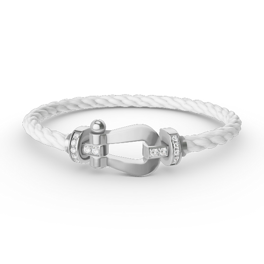 [Select]FORCE LARGE HORSESHOE HALF DIAMOND BRACELET SILVER
