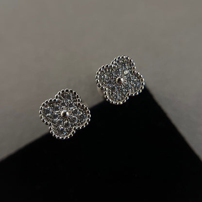 [Select]CLOVER MINI DIAMOND STUD EARRINGS